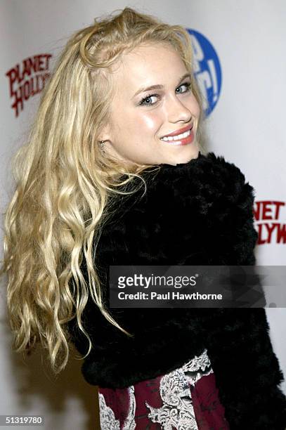 Actress Leven Rambin attends Popstar! Magazine's album release party for Jesse McCartney's new CD "Beautiful Soul" on September 17, 2004 at Planet...