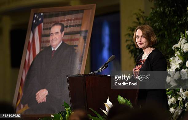 Catherine Courtney, daughter of Supreme Court Justice Antonin Scalia speaks at the memorial service for her father at the Mayflower Hotel March 1,...