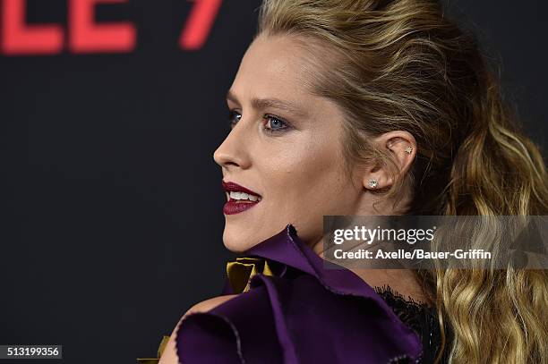 Actress Teresa Palmer arrives at the premiere of Open Road's 'Triple 9' at Regal Cinemas L.A. Live on February 16, 2016 in Los Angeles, California.