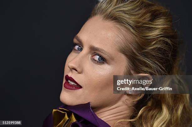 Actress Teresa Palmer arrives at the premiere of Open Road's 'Triple 9' at Regal Cinemas L.A. Live on February 16, 2016 in Los Angeles, California.