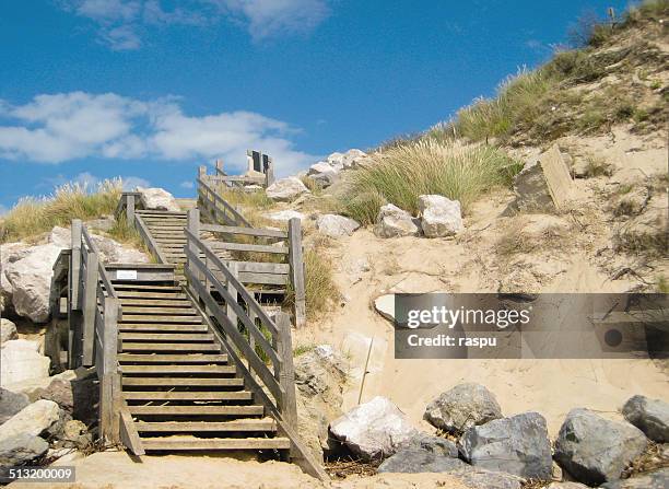 a wooden stairs in wissant - nord pas de calais stock pictures, royalty-free photos & images