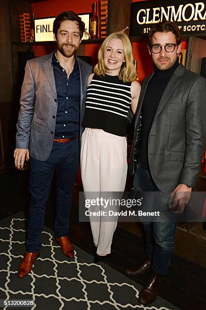 Richard Rankin, Cara Theobold and Christian Cooke attends the launch of Glenmorangie and Finlay & Co. Collaboration 'Beyond the Cask' on March 1,...