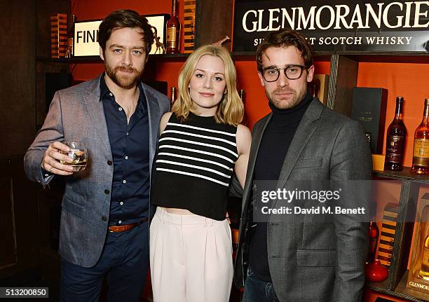 Richard Rankin, Cara Theobold and Christian Cooke attends the launch of Glenmorangie and Finlay & Co. Collaboration 'Beyond the Cask' on March 1,...