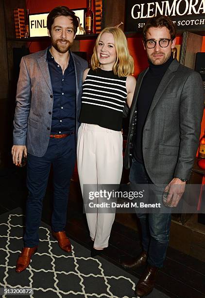 Richard Rankin, Cara Theobold and Christian Cooke attends the launch of Glenmorangie and Finlay & Co. Collaboration 'Beyond the Cask' on March 1,...