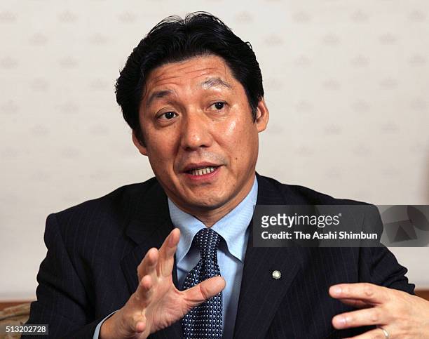 Daimaru Department Store President Ryoichi Yamamoto speaks during the Asahi Shimbun interview on December 20, 2004 in Osaka, Japan.