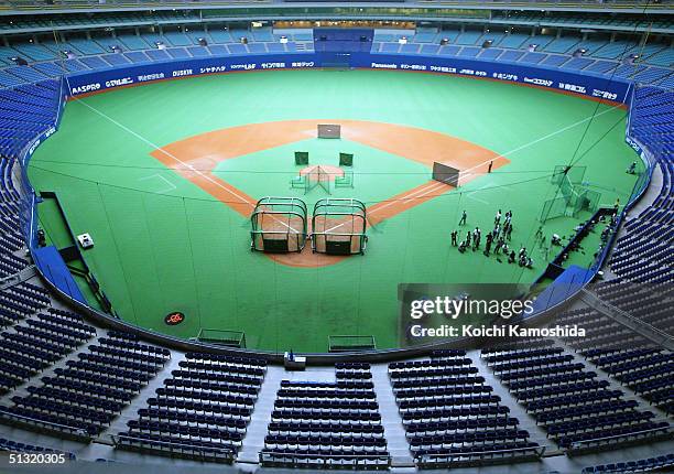 General view is seen of Nagoya Dome, where a Central League game between The Chunichi Dragons and the Yomiuri Giants scheduled for Saturday and...