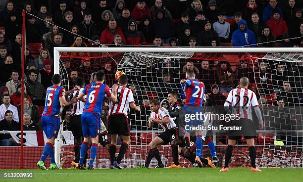 Connor Wickham of Crystal Palace scores his team's second goal during the Barclays Premier League match between Sunderland and Crystal Palace at...