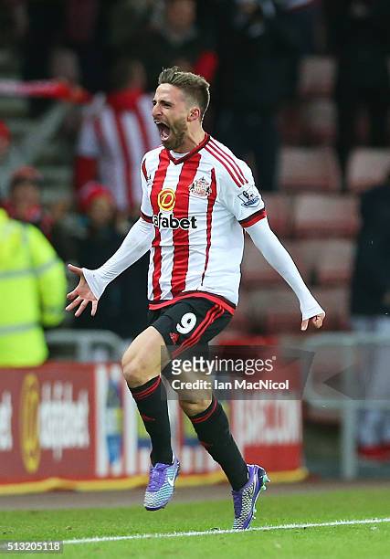 Fabio Borini of Sunderland celebrates scoring his team's second goal during the Barclays Premier League match between Sunderland and Crystal Palace...