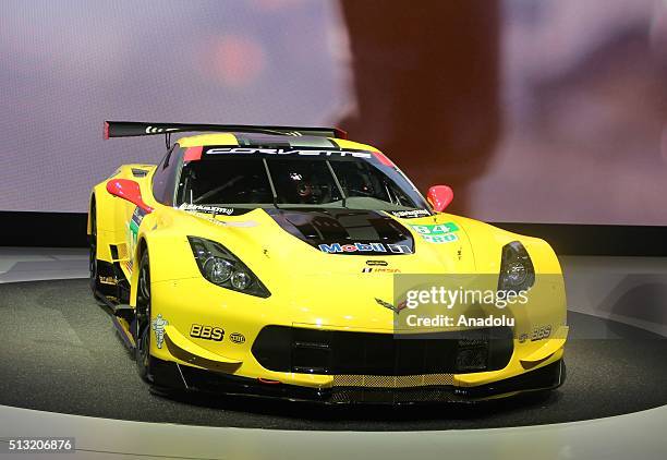 Chevrolet Corvette Z06 is on display during the first press day of the 86th Geneva International Motor Show in Geneva, Switzerland on March 1, 2016.