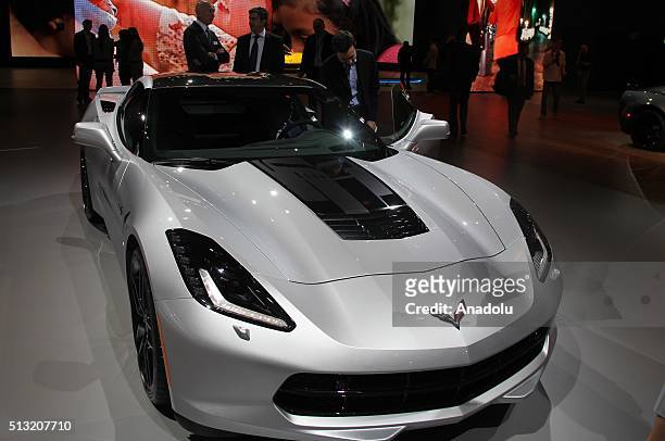 Chevrolet Corvette Z06 is on display during the first press day of the 86th Geneva International Motor Show in Geneva, Switzerland on March 1, 2016.