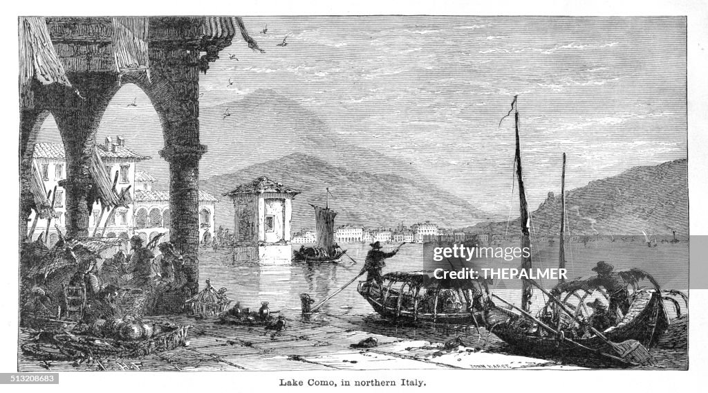 Lake Como engraving illustration