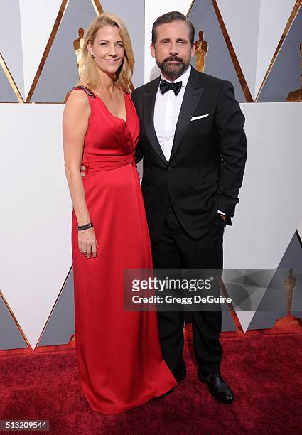 Actor Steve Carell and Nancy Carell arrive at the 88th Annual Academy Awards at Hollywood & Highland Center on February 28, 2016 in Hollywood,...