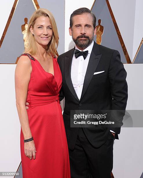 Actor Steve Carell and Nancy Carell arrive at the 88th Annual Academy Awards at Hollywood & Highland Center on February 28, 2016 in Hollywood,...
