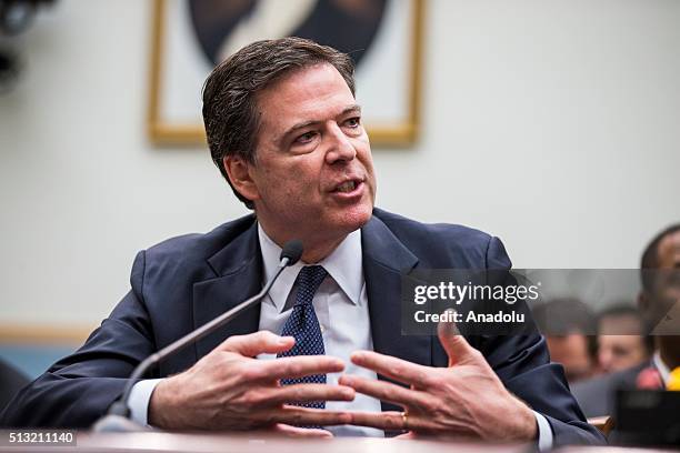 Director James Comey testifies before a House Judiciary Committee Hearing on Apple's denial of the FBI's request to provide a way to hack into one of...