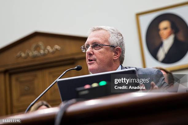 Apples General Council Bruce Sewell testifies before a House Judiciary Committee Hearing on Apple's denial of the FBI's request to provide a way to...