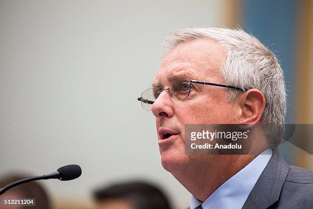 Apples General Council Bruce Sewell testifies before a House Judiciary Committee Hearing on Apple's denial of the FBI's request to provide a way to...