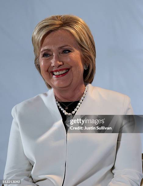 Democratic presidential candidate former Secretary of State Hillary Clinton looks on during the BET Networks Leading Women Defined at the St. Regis...