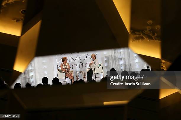 Democratic presidential candidate former Secretary of State Hillary Clinton is seen reflected in a mirror as she speaks during the BET Networks...