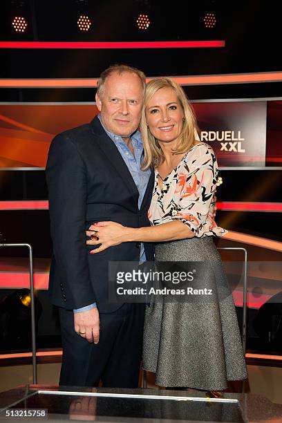 Axel Milberg and his wife Judith Milberg attend 'Paarduell XXL' photo call on March 1, 2016 in Huerth, Germany.