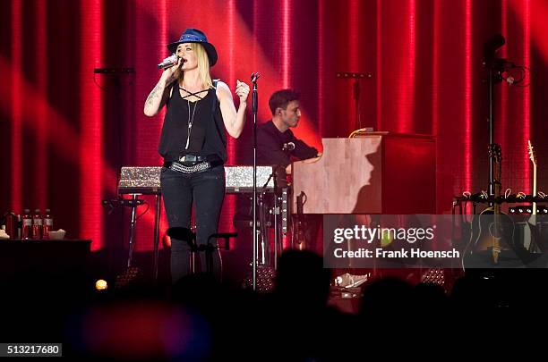 German singer Sarah Connor performs live during a concert at the Mercedes-Benz Arena on March 1, 2016 in Berlin, Germany.