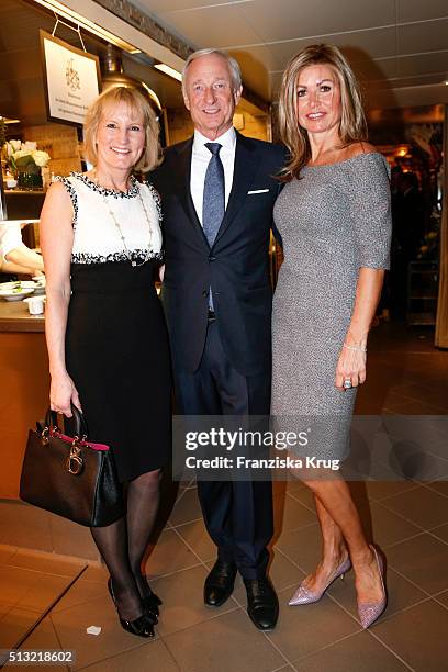 Gaby Bethge, Lutz Bethge and Franziska I. Hirsch attend the Soiree Hotel Vier Jahreszeiten on March 01, 2016 in Hamburg, Germany.