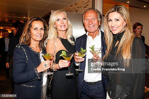 Judith Schroeder, Marion Vedder, Uwe Schroeder and guest attend the Soiree Hotel Vier Jahreszeiten on March 01, 2016 in Hamburg, Germany.