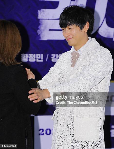 Kang Dong-won attends the movie "A Violent Prosecutor" red carpet event at CGV on January 28, 2016 in Seoul, South Korea.