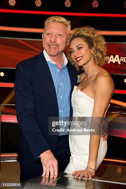 Boris Becker and his wife Lilly Becker attend 'Paarduell XXL' photo call on March 1, 2016 in Huerth, Germany.