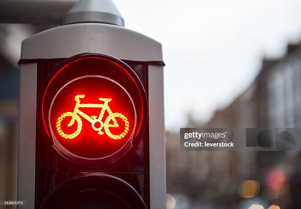 Bicycle traffic lights indicating stop.