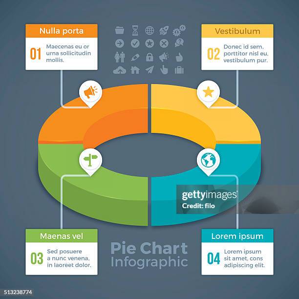 four option pie chart - 3d pie chart stock illustrations