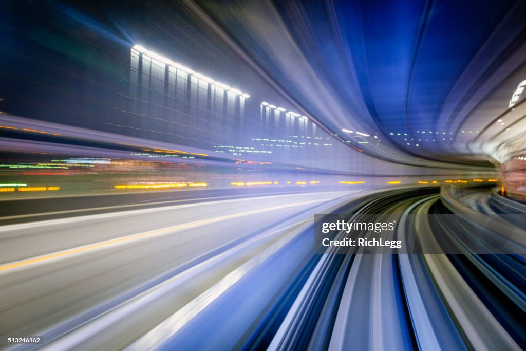 Highway Next to a Train in Tokyo Japan