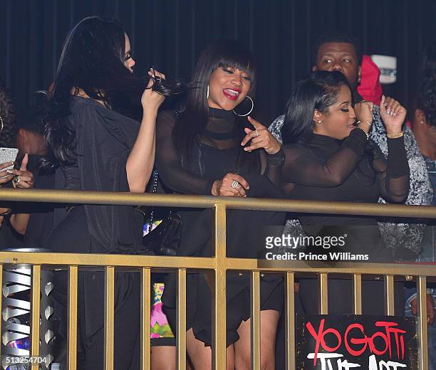 Emily Bustamante, Monyetta shaw, Antonia 'Toya' Wright attend "Welcome to Charlotte" Party at Cameo Nightclub on February 26, 2016 in Charlotte,...
