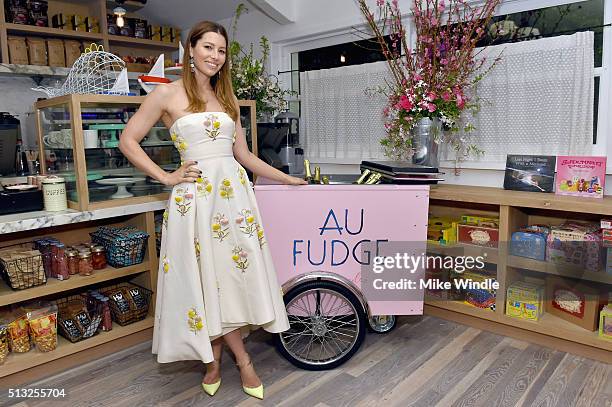 Actress Jessica Biel attends the Grand Opening Of Au Fudge, Presented By Amazon Family on March 1, 2016 in West Hollywood, California.