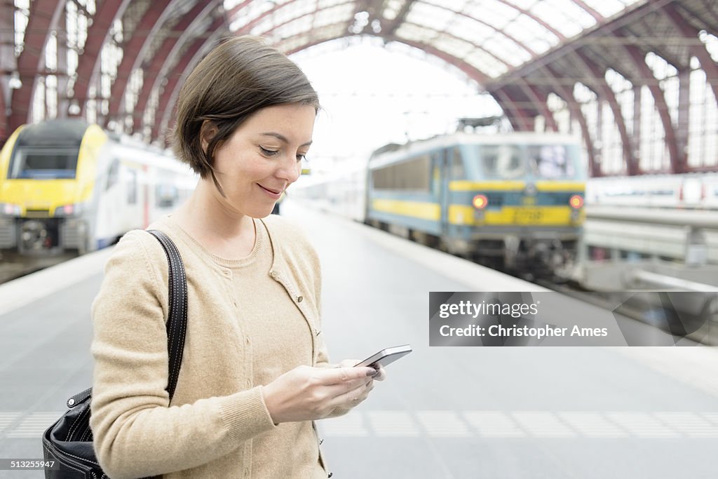 Travel - Using Smartphone at Railway Station