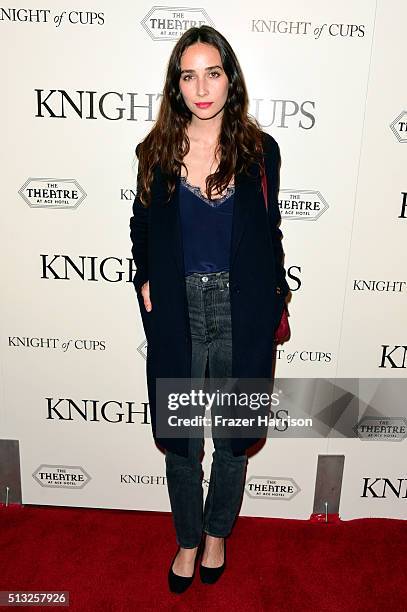 Actress Rebecca Dayan attends the premiere of Broad Green Pictures' "Knight Of Cups" on March 1, 2016 in Los Angeles, California.