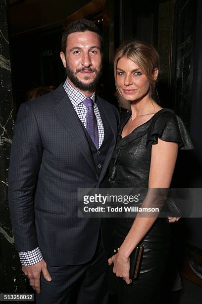 Actor Pablo Schreiber and model Angela Lindvall attend the premiere of Broad Green Pictures' "Knight Of Cups" on March 1, 2016 in Los Angeles,...