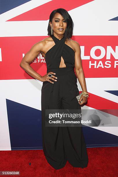 Actress Angela Bassett attends the premiere of Focus Features' "London Has Fallen" held at ArcLight Cinemas Cinerama Dome on March 1, 2016 in...