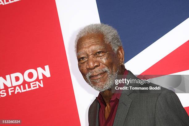 Actor Morgan Freeman attends the premiere of Focus Features' "London Has Fallen" held at ArcLight Cinemas Cinerama Dome on March 1, 2016 in...