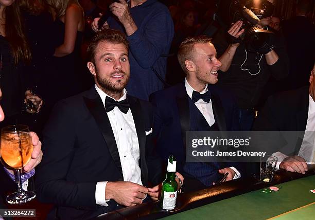 Viktor Stalberg and Antti Raanta attend New York Rangers Casino Night To Benefit The Garden Of Dreams Foundation at Gotham Hall on March 1, 2016 in...