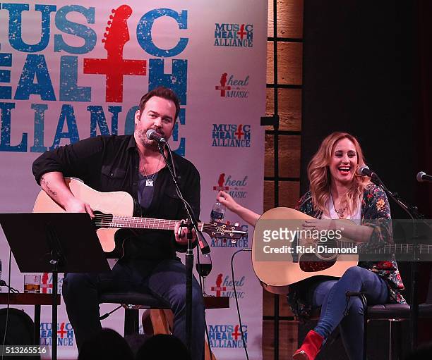 Singers/Songwriters Lee Brice and Jessi Alexander perform during The First And The Worst To Benefit Music Health Alliance featuring Garth Brooks, Lee...