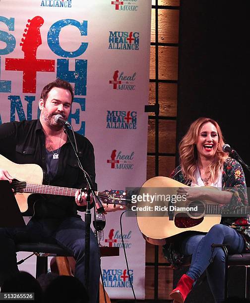 Singers/Songwriters Lee Brice and Jessi Alexander perform during The First And The Worst To Benefit Music Health Alliance featuring Garth Brooks, Lee...
