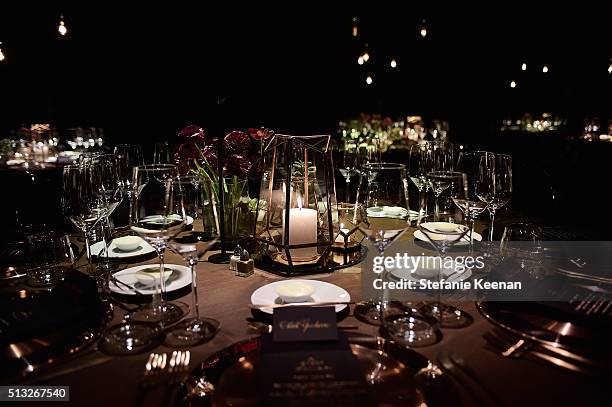 General view of table settings at the launch of the Globemaster, the worlds first master chronometer, hosted by OMEGA and brand ambassador Eddie...