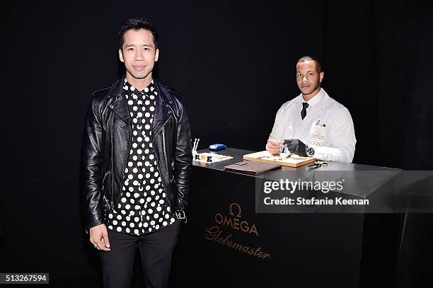 Blogger Jared Eng attends the launch of the Globemaster, the worlds first master chronometer, hosted by OMEGA and brand ambassador Eddie Redmayne at...