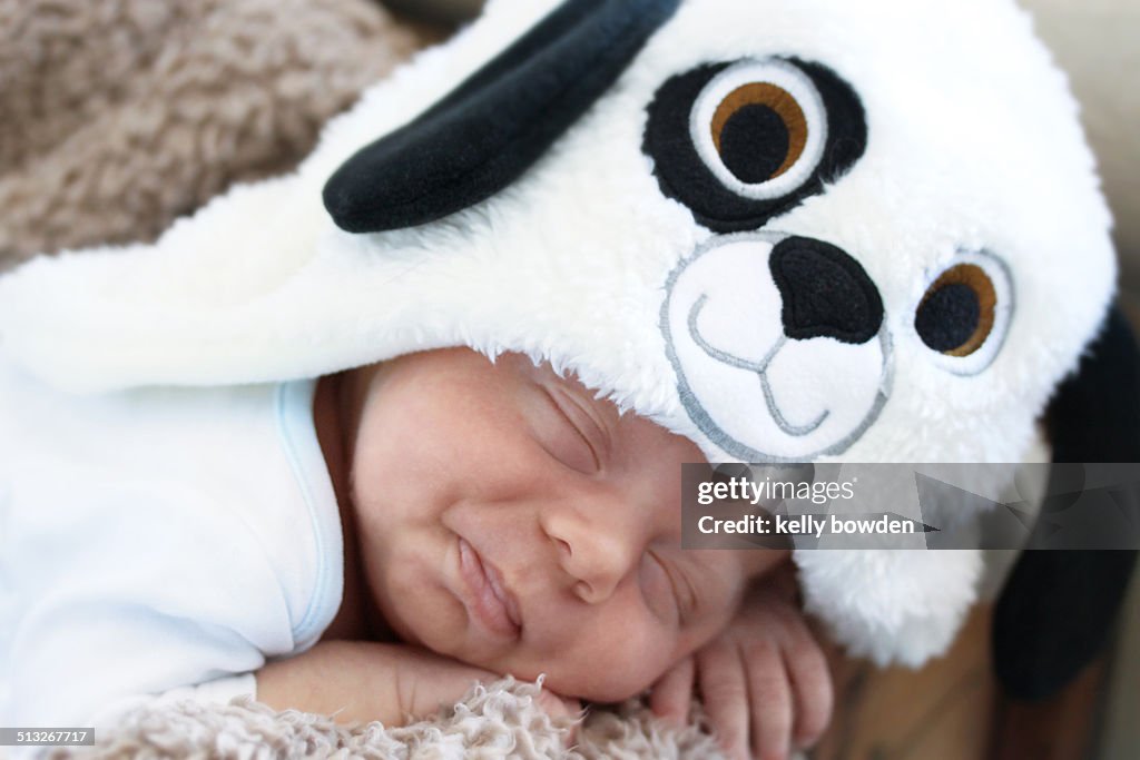 Cute baby smile, wearing hat