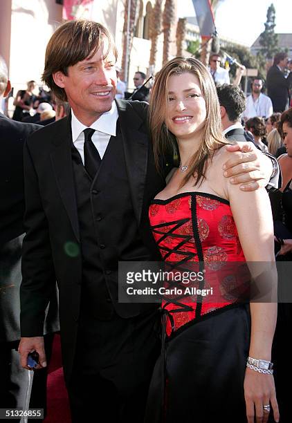 Actor Kevin Sorbo and his wife, Sam, attend the 56th Annual Primetime Emmy Awards at the Shrine Auditorium September 19, 2004 in Los Angeles,...