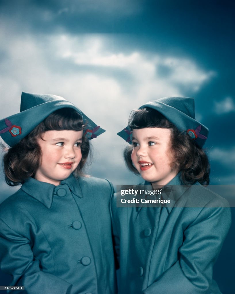 1940's Twin Girls in Dutch Outfits