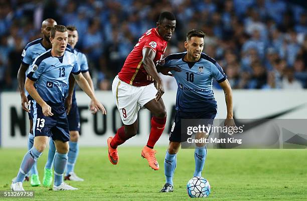 Jackson Martinez of Guangzhou Evergrande controls the ball during the AFC Champions League match between Sydney FC and Guangzhou Evergrande FC at...