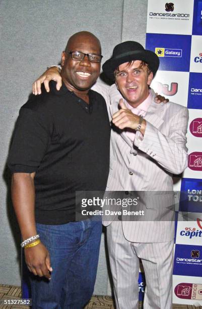 Carl Cox and Steve Strange attend the 2001 Dancestar Awards at Alexandra Palace on June 7, 2001 in London.
