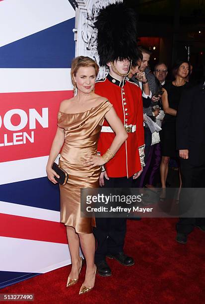 Actress Radha Mitchell attends the premiere of Focus Features' 'London Has Fallen' held at ArcLight Cinemas Cinerama Dome on March 1, 2016 in...
