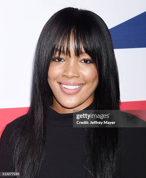 Actress Brittany Hampton attends the premiere of Focus Features' 'London Has Fallen' held at ArcLight Cinemas Cinerama Dome on March 1, 2016 in...